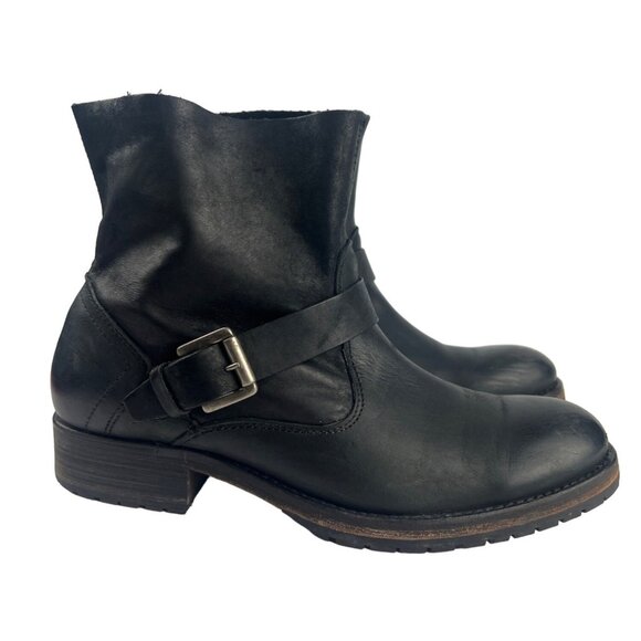 Hinge Siesta Leather Buckle Strap Moto Ankle Boots Size 7.5 - Picture 1 of 12